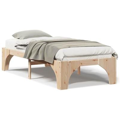 Bedframe met opslag Bruin 75 x 190 cm Massief grenenhout
