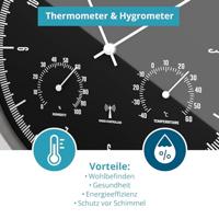 Mebus 19777 Wandklok Zendergestuurd 25 cm x 5 cm Zilver Slepend uurwerk (geluidsloos) - thumbnail