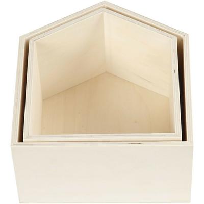 Creativ Company Showdozen, huizen, h: 22,5+25 cm, d: 12,5 cm, b: 19,5+22,5 cm, 2 stuk/ 1 set - thumbnail