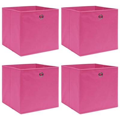 VidaXL Opbergboxen 4 st 32x32x32 cm stof roze