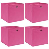 VidaXL Opbergboxen 4 st 32x32x32 cm stof roze - thumbnail