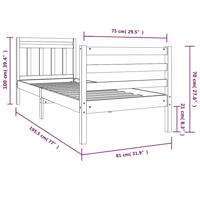 Bedframe massief hout 75x190 cm - thumbnail