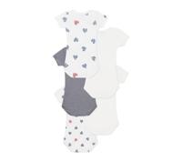 Set van 5 baby-body's met korte mouwen en gestreepte hartjes PETIT BATEAU wit - thumbnail