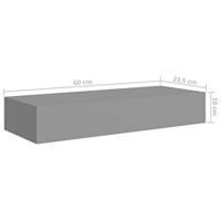 viaXL Wandschappen 2 st met lade 60x23,5x10 cm MDF grijs - thumbnail