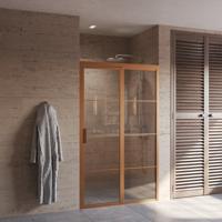 BWS Nisdeur Frame met Vast Paneel 90x200 cm 8 mm NANO Coating Geborsteld Brons Koper - thumbnail