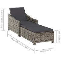 Ligbed met donkergrijs kussen poly rattan grijs - thumbnail