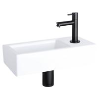 Fonteinset Differnz Helios 37.5x18.5x9.5 cm Wit Met Rechte Kraan Rechts Mat Zwart Differnz - thumbnail