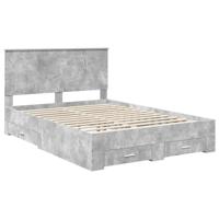 Bedframe met hoofdeinde Beton Grijs 140 x 200 cm Bewerkt hout - thumbnail