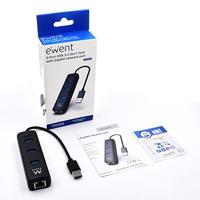 USB-HUB Ewent AAOAUS0127 3 x USB 3.1 RJ45 Plug and Play - thumbnail