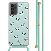 Samsung Galaxy A13 4G hoesje met mint koord - Panda print - thumbnail