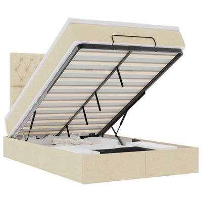 Ottoman bed met matras 120x190cm stof crèmekleurig