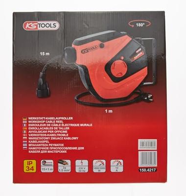 KS Tools 150.4217 Kabelafroller 15 m Zwart Randaarde stekker