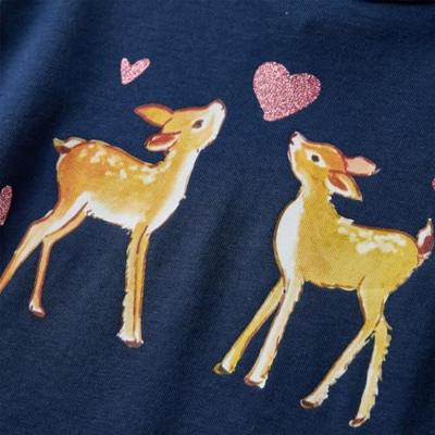 Kindershirt met lange mouwen hertenprint 140 marineblauw