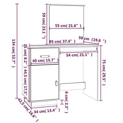 Kaptafel 95x50x134 cm massief grenenhout wit - thumbnail