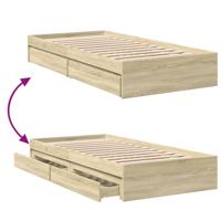 Bedframe met lades bewerkt hout sonoma eikenkleurig 100x200 cm - thumbnail