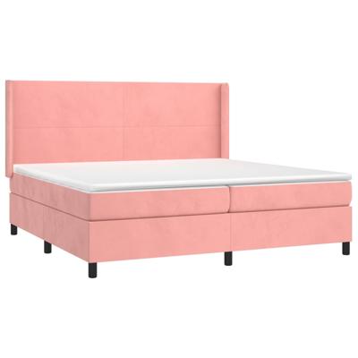 Boxspring met matras fluweel roze 200x200 cm