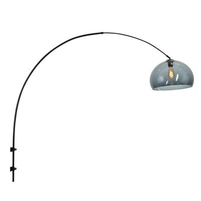 Steinhauer Wand booglampSparkled zwart met smoke kap - 8196ZW