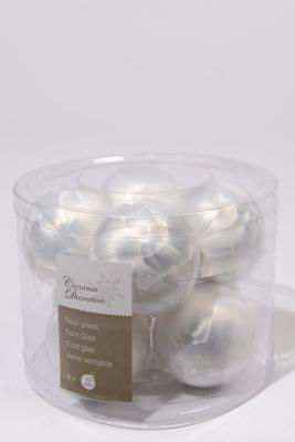 8 kerstballen wit ijslak 70 mm KSD - Ksd