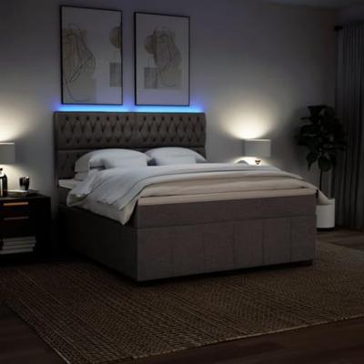 Boxspring met matras stof taupe 180x200 cm