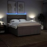 Boxspring met matras stof taupe 180x200 cm - thumbnail