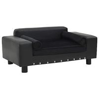 VidaXL Hondenbank 81x43x31 cm pluche en kunstleer zwart - thumbnail