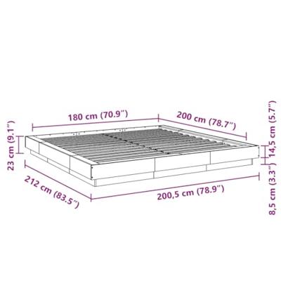 Bedframe met LED-verlichting grijs sonoma eiken 180x200 cm