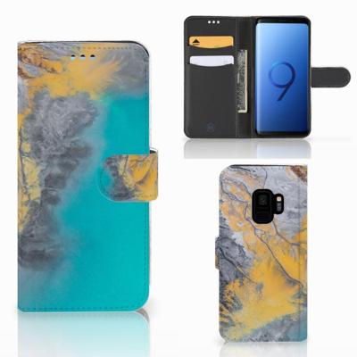 Samsung Galaxy S9 | Bookcase | Marble Blue Gold