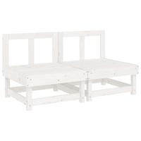 Middenbanken met kussens 2 st massief grenenhout wit - thumbnail