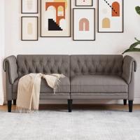 Tweezitsbank Chesterfield-stijl stof taupe - thumbnail