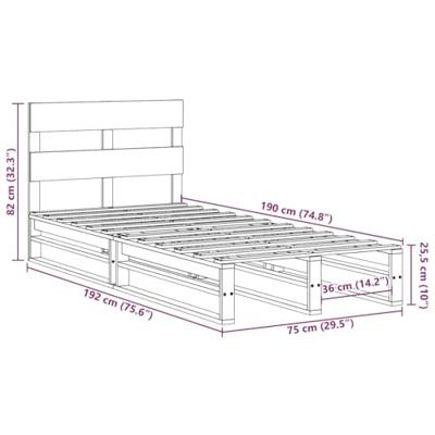 Bedframe zonder matras massief grenenhout wasbruin 75x190 cm