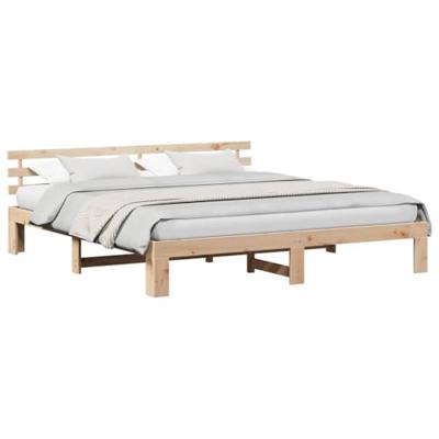 Bedframe met hoofdeinde Naturel 200 x 200 cm Massief grenenhout