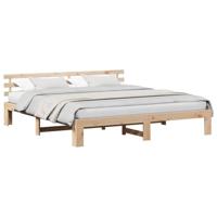 Bedframe met hoofdeinde Naturel 200 x 200 cm Massief grenenhout - thumbnail
