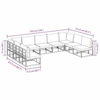 Tuinbankenset met kussen 9 pcs Zwart Aluminium - thumbnail
