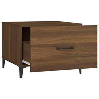 Salontafel met metalen poten 50x50x40 cm bruineikenkleurig - thumbnail