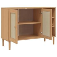 Dressoir SENJA 112x40x80 cm rattan massief grenenhout bruin - thumbnail