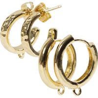 Creativ Company Grote oorbellen met oog, d 15 mm, dikte 3 mm, verguld, 2x2 paar/ 1 doos - thumbnail