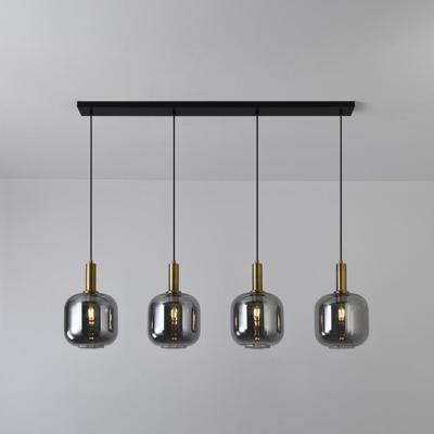 Hanglamp Xirena vetro fumé IV - E27-fitting - Vier bollen van rookglas - Speels effect - IP20 voor binnen