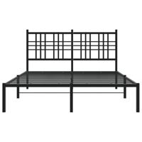 Bedframe met hoofdbord metaal zwart 140x200 cm - thumbnail