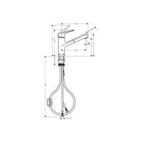 Hansgrohe Focus M42 ééngreeps keukenmengkraan 150 met uittrekbare uitoop, rvs look - thumbnail