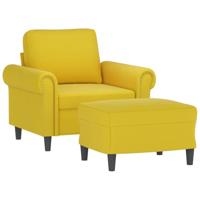 Fauteuil met voetenbank 60 cm fluweel geel - thumbnail
