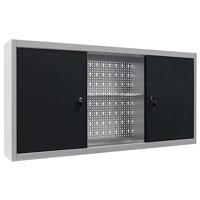 VidaXL Gereedschapskast voor aan de wand metaal grijs en zwart - thumbnail