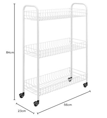Tomado-Metaltex slim keukentrolley met wielen 23x56x84 cm wit