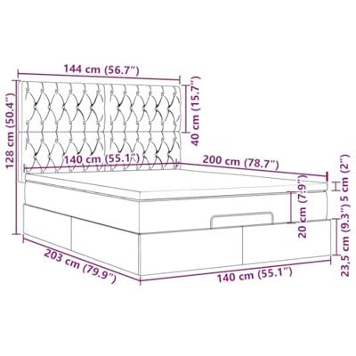 Ottoman bed met matrassen 140x200cm fluweel zwart