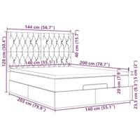 Ottoman bed met matras en LED's 140x200cm stof donkergrijs - thumbnail