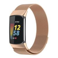 By Qubix - Milanese bandje - Champagne goud - Compatible met Compatible met Fitbit Charge 5 - Compatible fitbit bandje - thumbnail