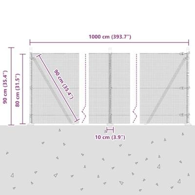 VidaXL Afrasteringspaal grijs 10 x 0,8 m (12 x 12 mm gaas)