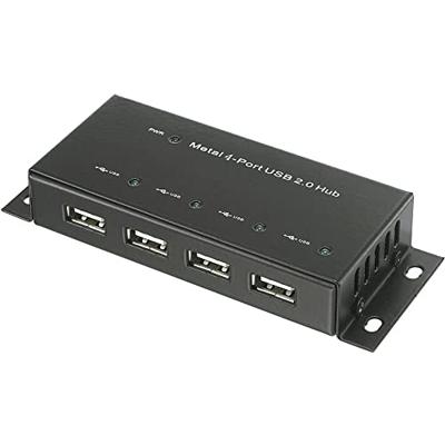 Renkforce RF-4830984 USB 2.0-hub 4 poorten Met metalen behuizing, Voor wandmontage Zwart