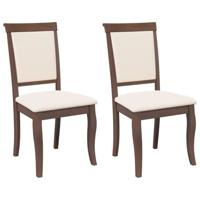 Eetkamerstoelen met kussens 2 st massief hout rubber bruin - thumbnail