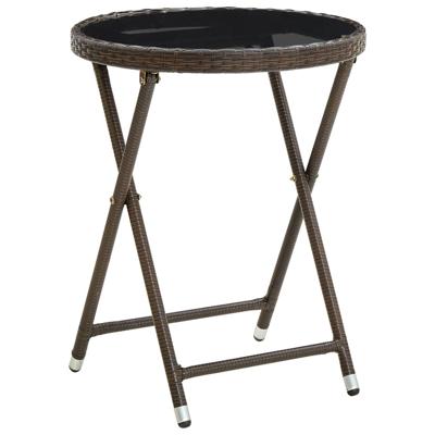 VidaXL Salontafel 60 cm poly rattan en gehard glas bruin