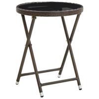 VidaXL Salontafel 60 cm poly rattan en gehard glas bruin - thumbnail